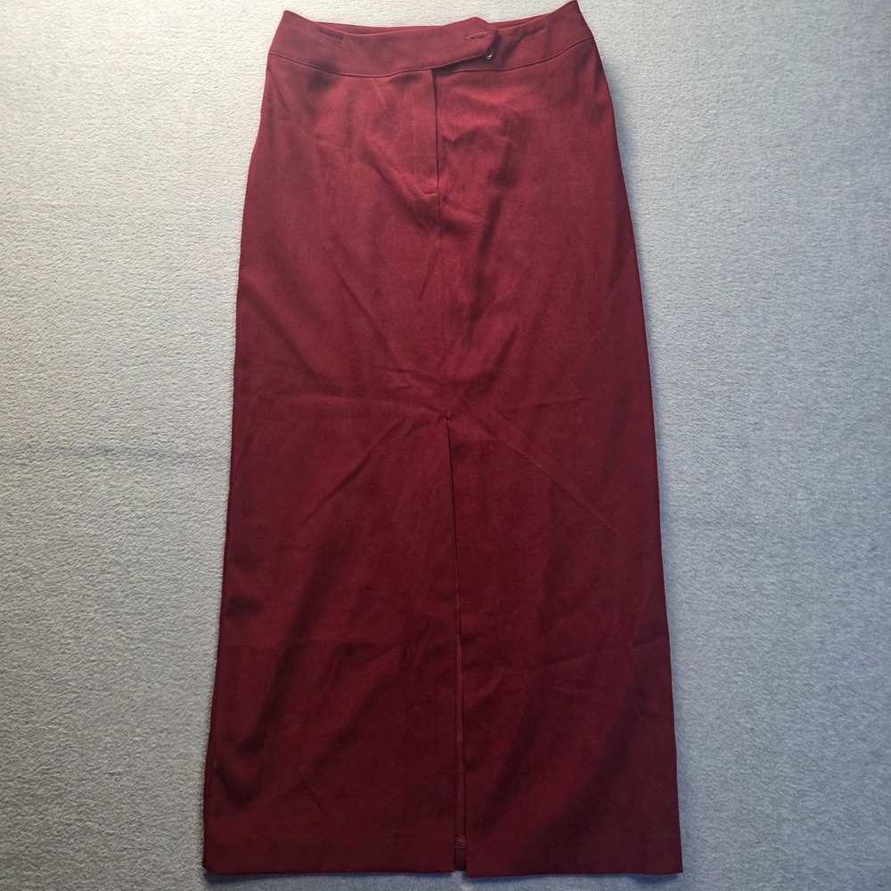 Maxi Skirt Womens‎ Size 8 Burgundy Front Slit Stretch Gantos Made In USA